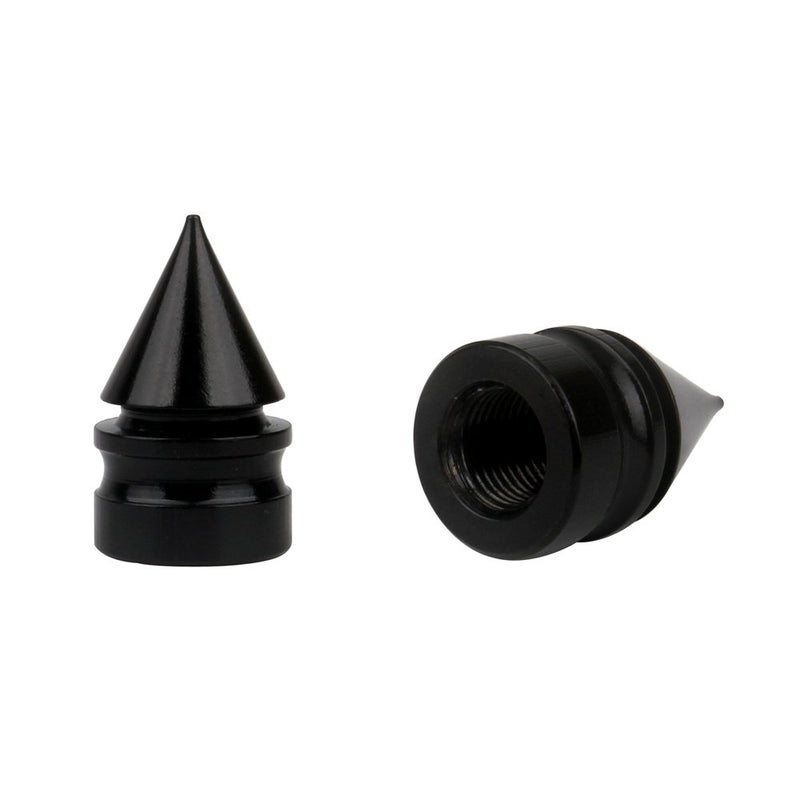 Senzeal 5X Impale Spike Style Polished Aluminium Alloy Valve Stem Caps Black - Image 2